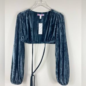 New With Tags Urban Outfitters Black Velvet Crop Top